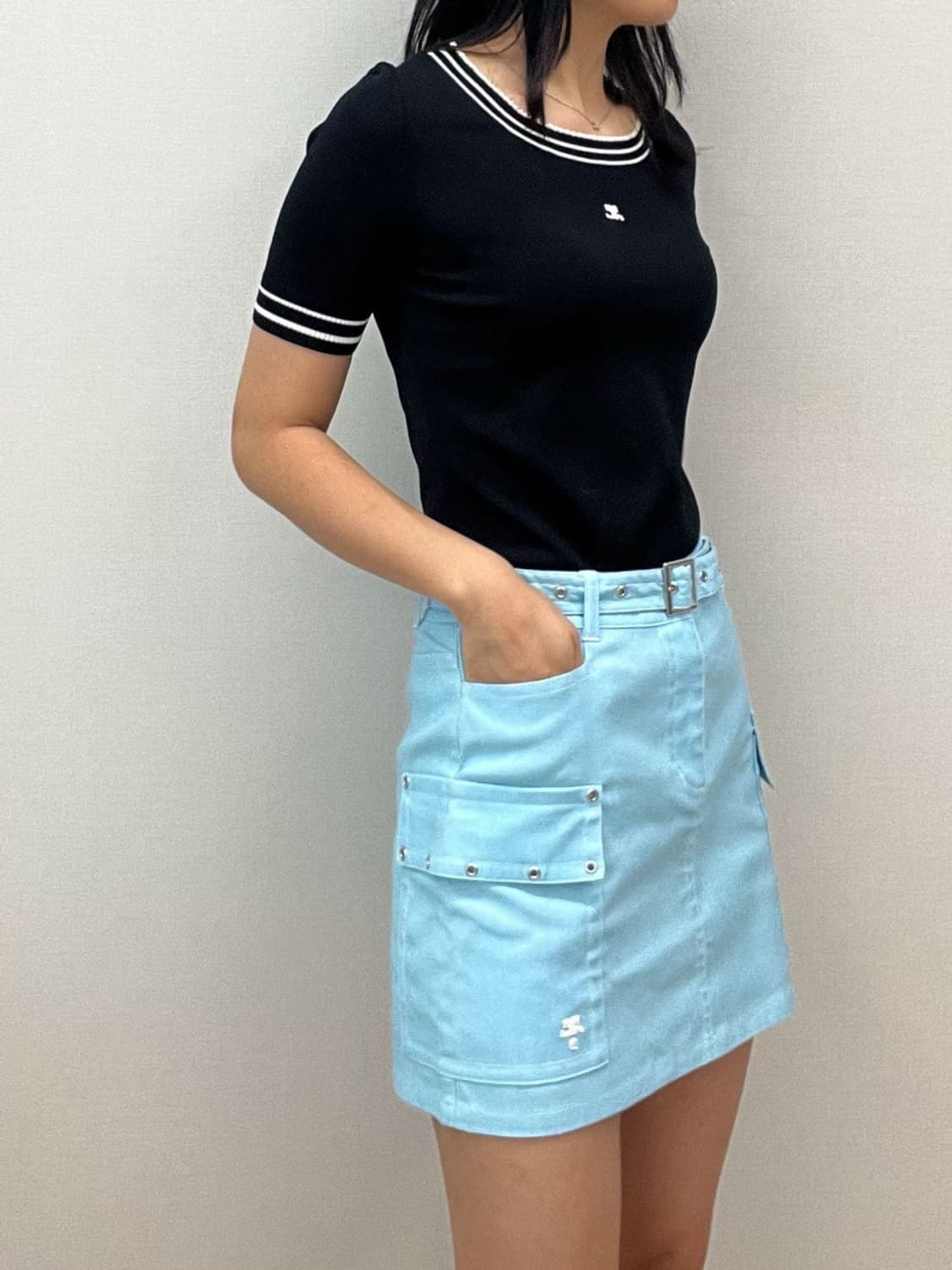 [새상품] courreges / 꾸레쥬 스카이블루 미니스커트  상품이미지8