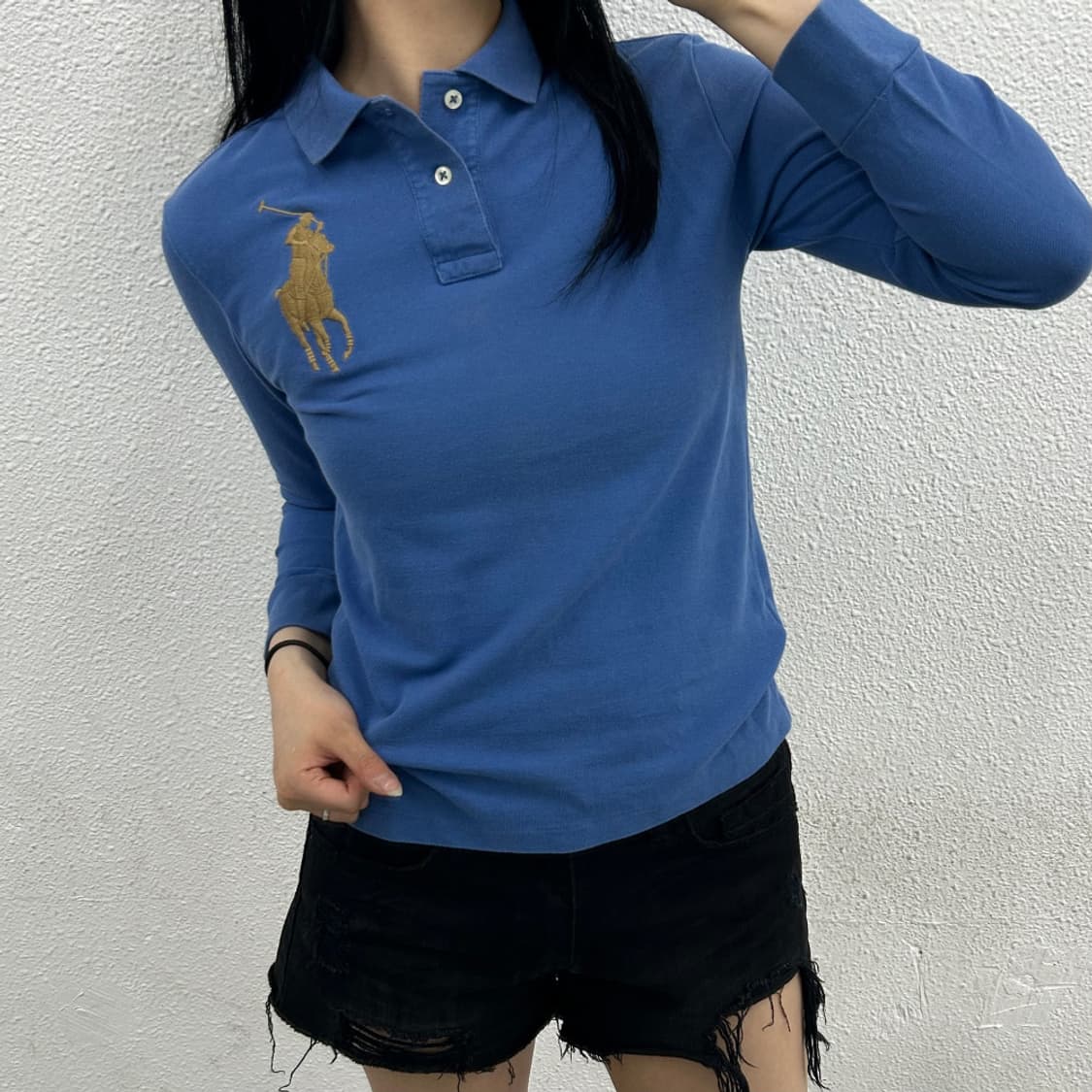 폴로 랄프로렌 골드 빅포니 소라맛 pk 긴팔 M 상품이미지1