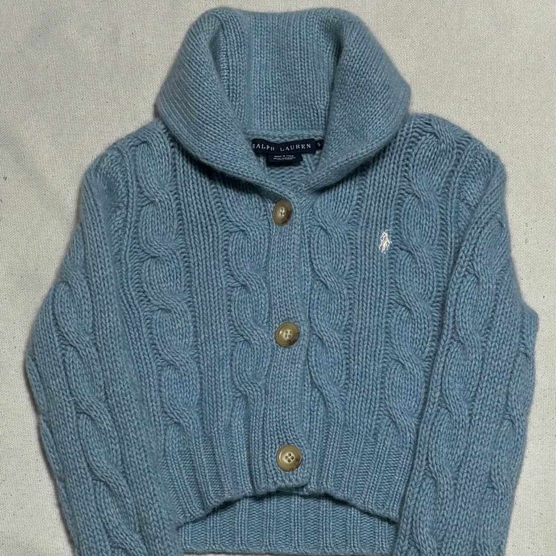 S 폴로랄프로렌 스카이블루 캐시미어 숄 카라 가디건 상품이미지1