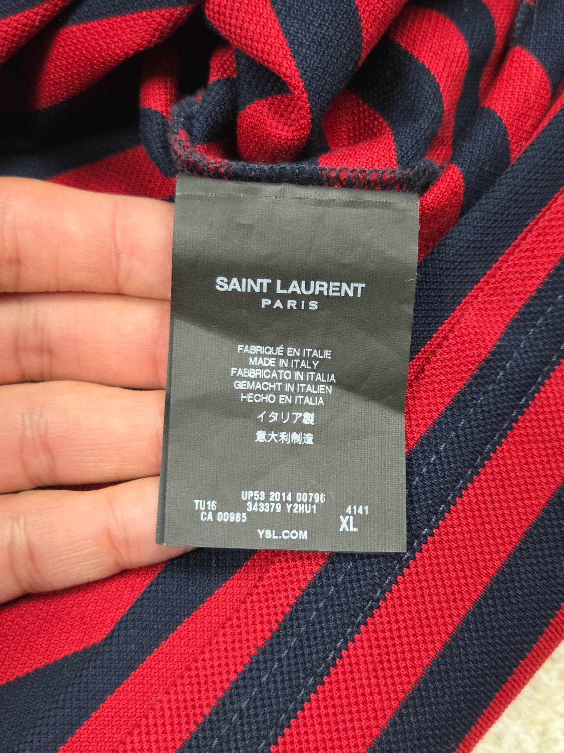 [생로랑] YSL 로고 자수 스트라이프 폴로 셔츠 | S00161 상품이미지4
