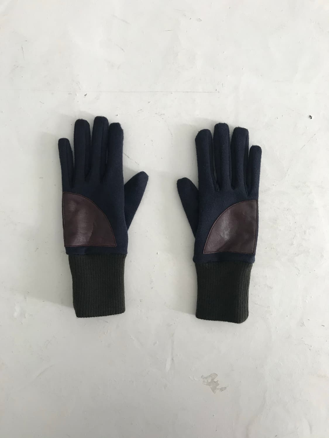 Navy&Green mix block leather glove 상품이미지4