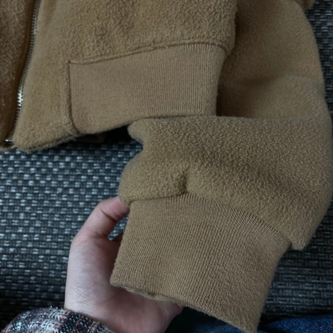 자라 브라운 진베이지 사이드포켓 크롭 자켓 S 상품이미지5