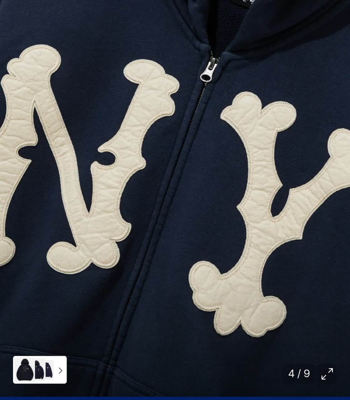 뉴에라 NY 기모 후드집업 네이비 XXL 새상품 상품이미지4