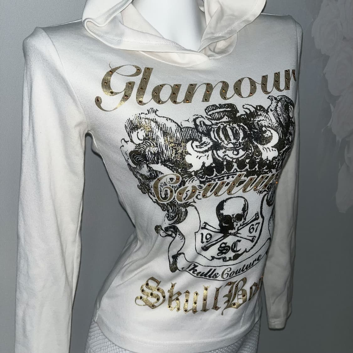 Skull & Bones  00‘s 갸루 y2k 페어리 그런지 스컬 후드 상품이미지4
