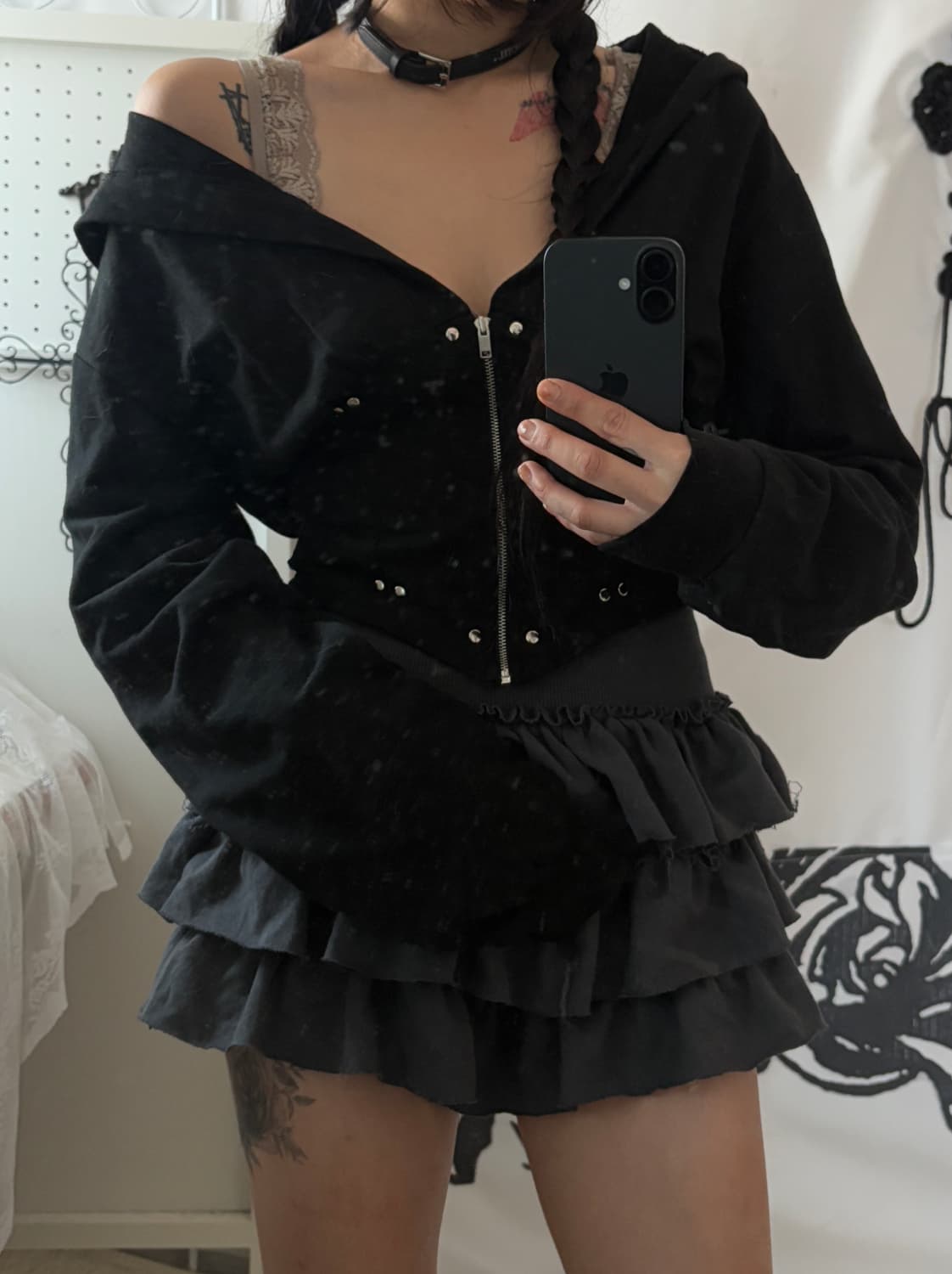 • Mlk Black Short Corset Hooded Zip-Up ( 상품이미지4