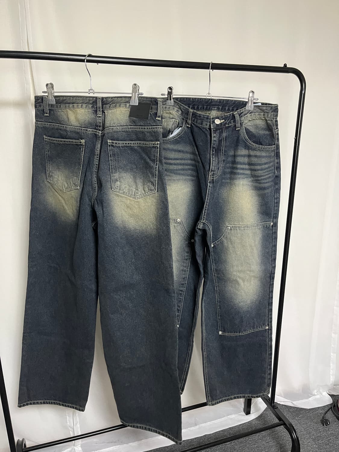 더블니 데님 팬츠 와이드 청바지 상품이미지2