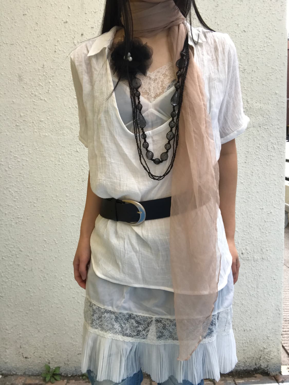 Y2k 코디세트 (탑+슬립+데님) 상품이미지1