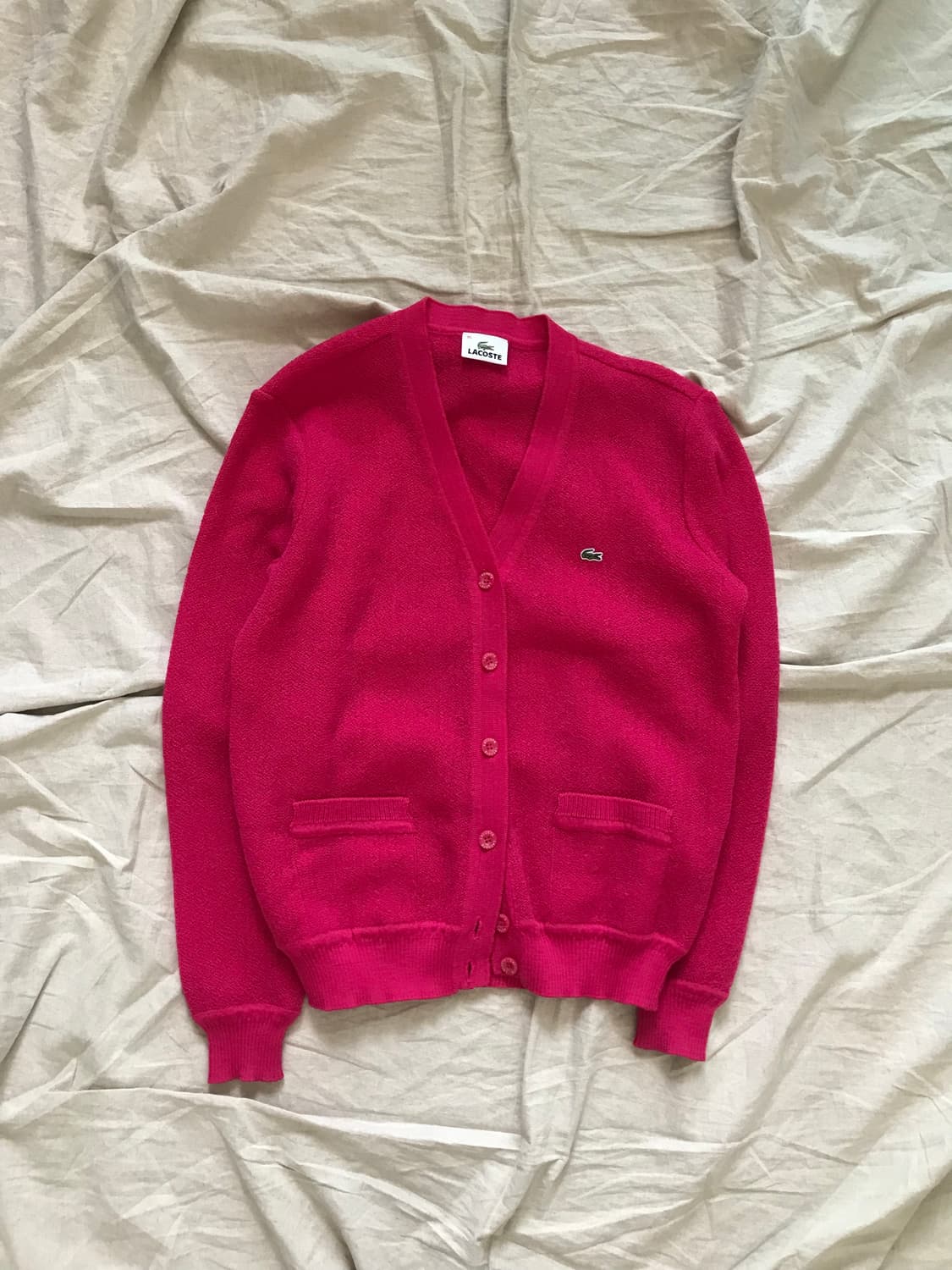 라코스테 로고 핑크 니트 가디건 상품이미지6