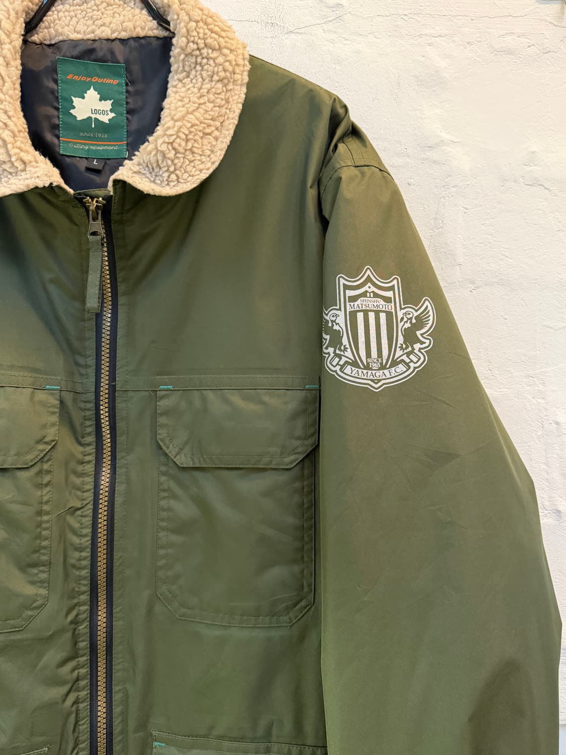 Logos 카키 폴리쉘 콘트라스트 플리스 카라 자켓 L 상품이미지3