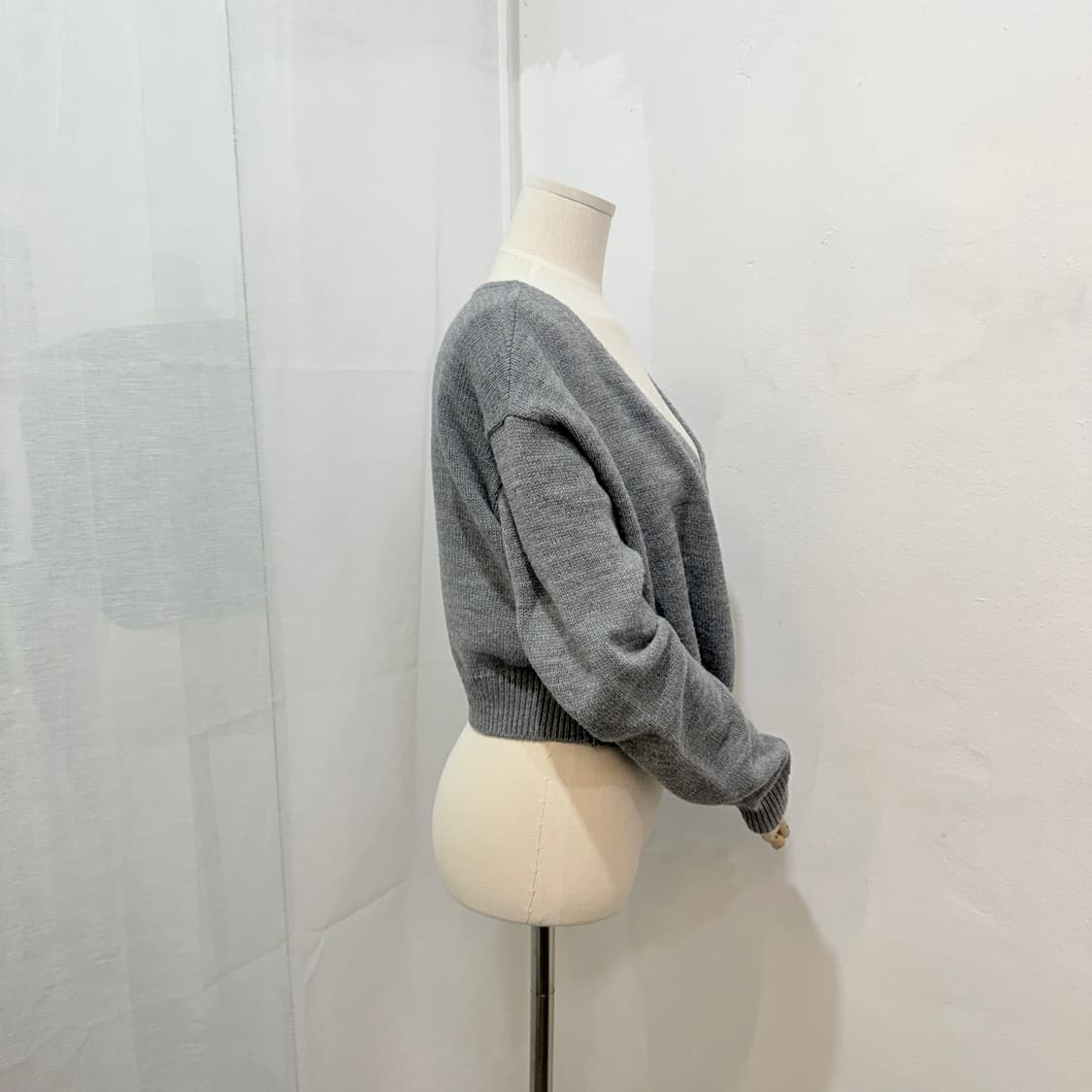 어텀베이지 그레이 랩형식 긴팔가디건 니트 4309 상품이미지4