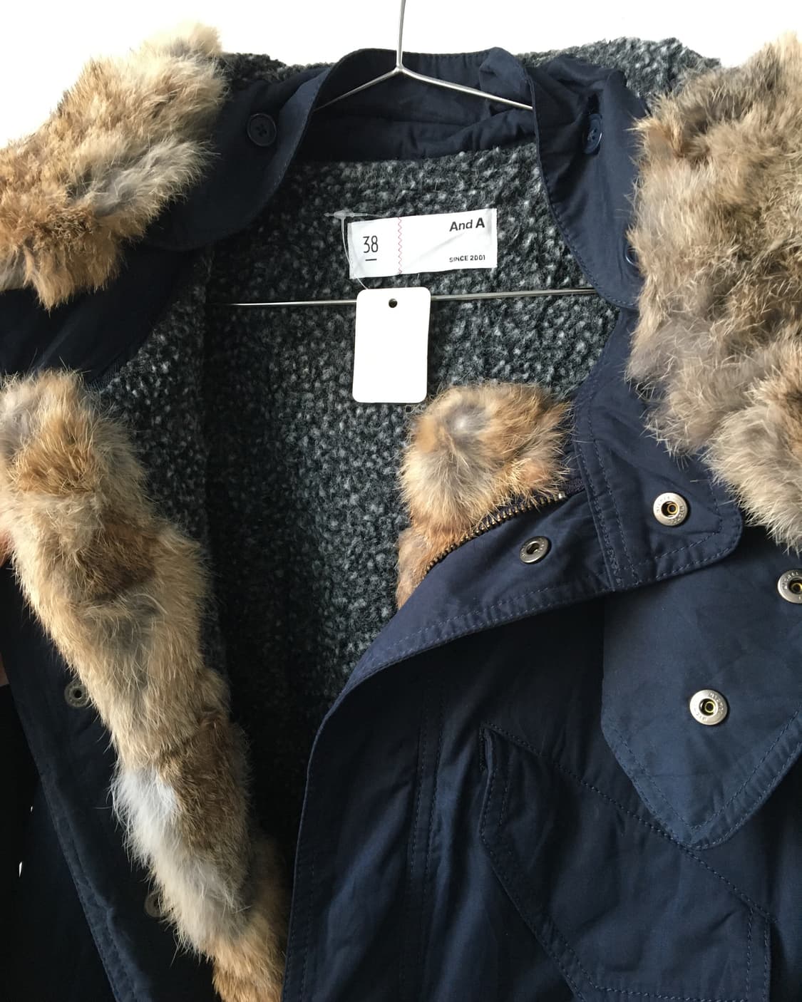 Fake fur point navy filed jacket 상품이미지5