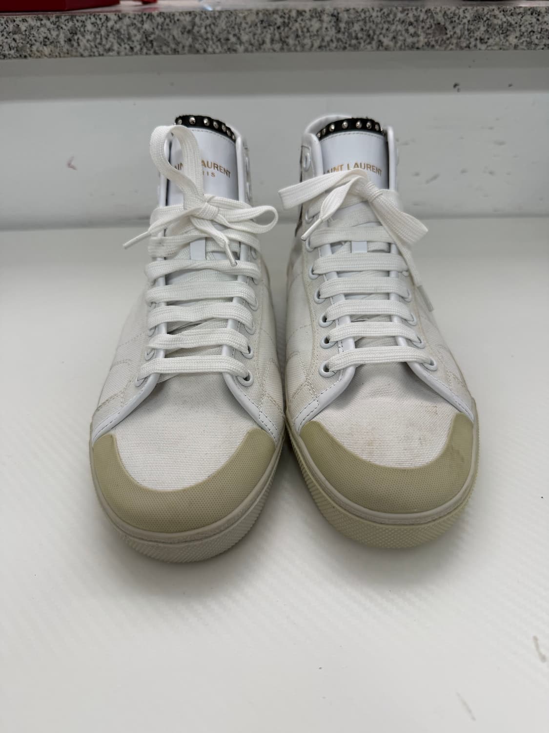 새제품) 생로랑 정품 체크보드 하이탑 스니커즈 40.5 상품이미지1