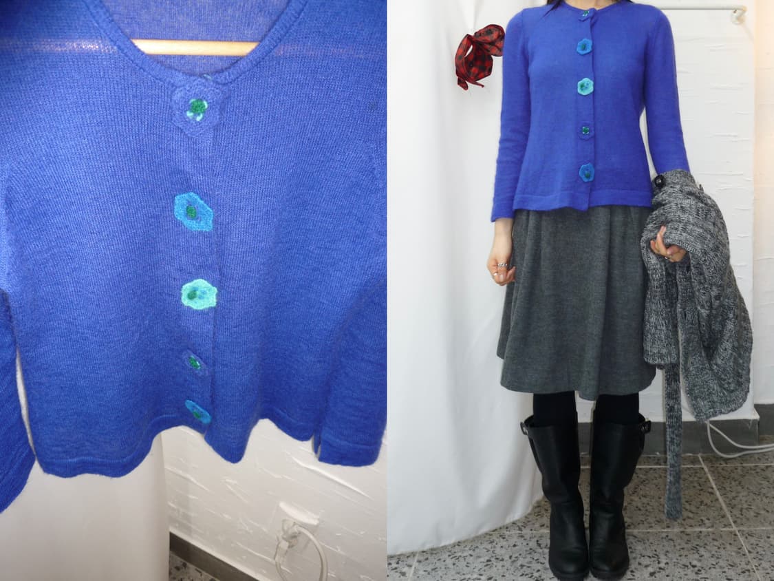 Flower buttons blue cardigan 상품이미지1