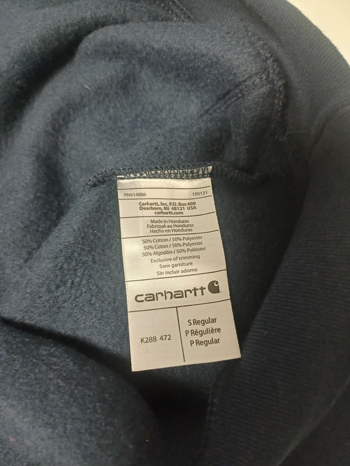 칼하트 K288 미드웨이트 로고 슬리브 후디 - 네이비 (실측 100) 상품이미지7