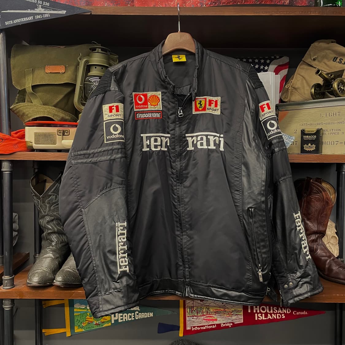 페라리 보다폰 F1 레더 패치 레이싱 자켓 바이커 자켓 상품이미지1