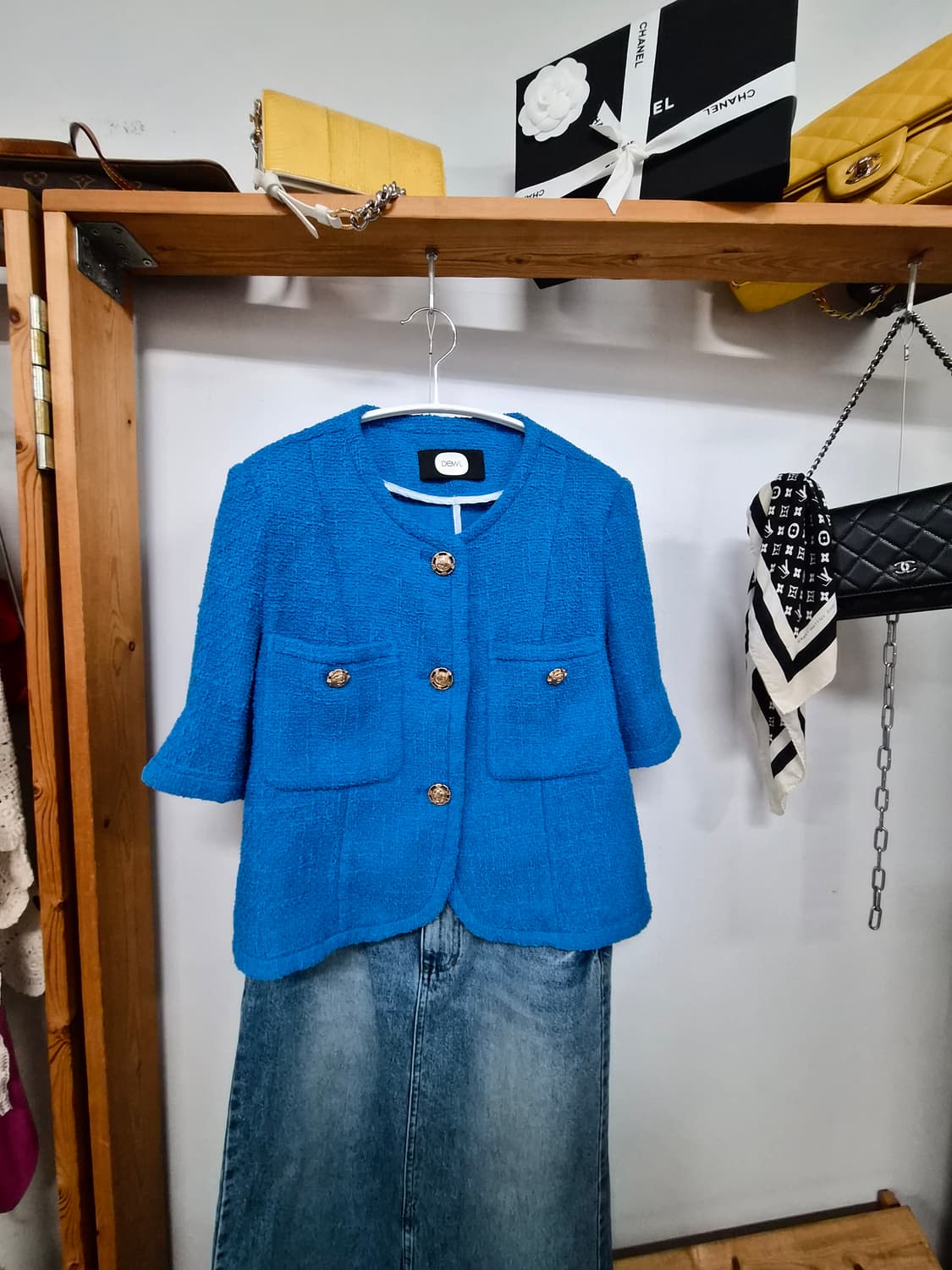 듀엘 여름 반팔 트위드자켓. 보브 데님스커트 상품이미지2