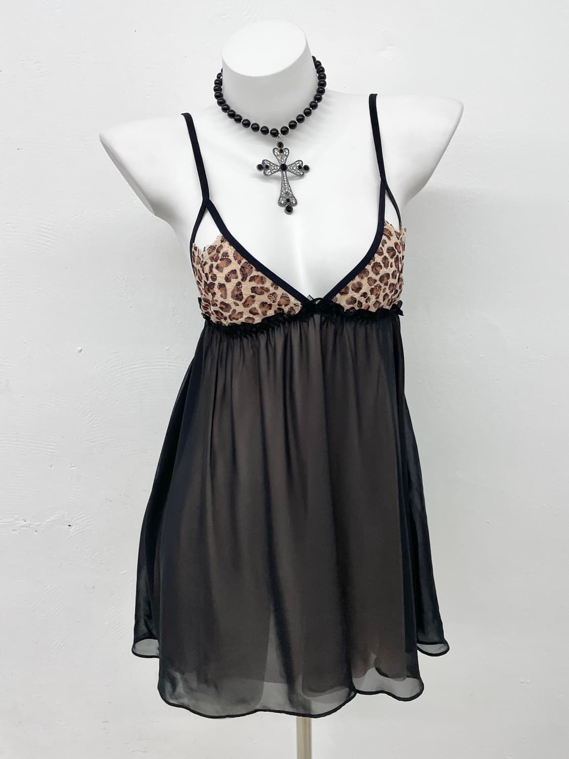 시어 호피 레이스 슬립 상품이미지1