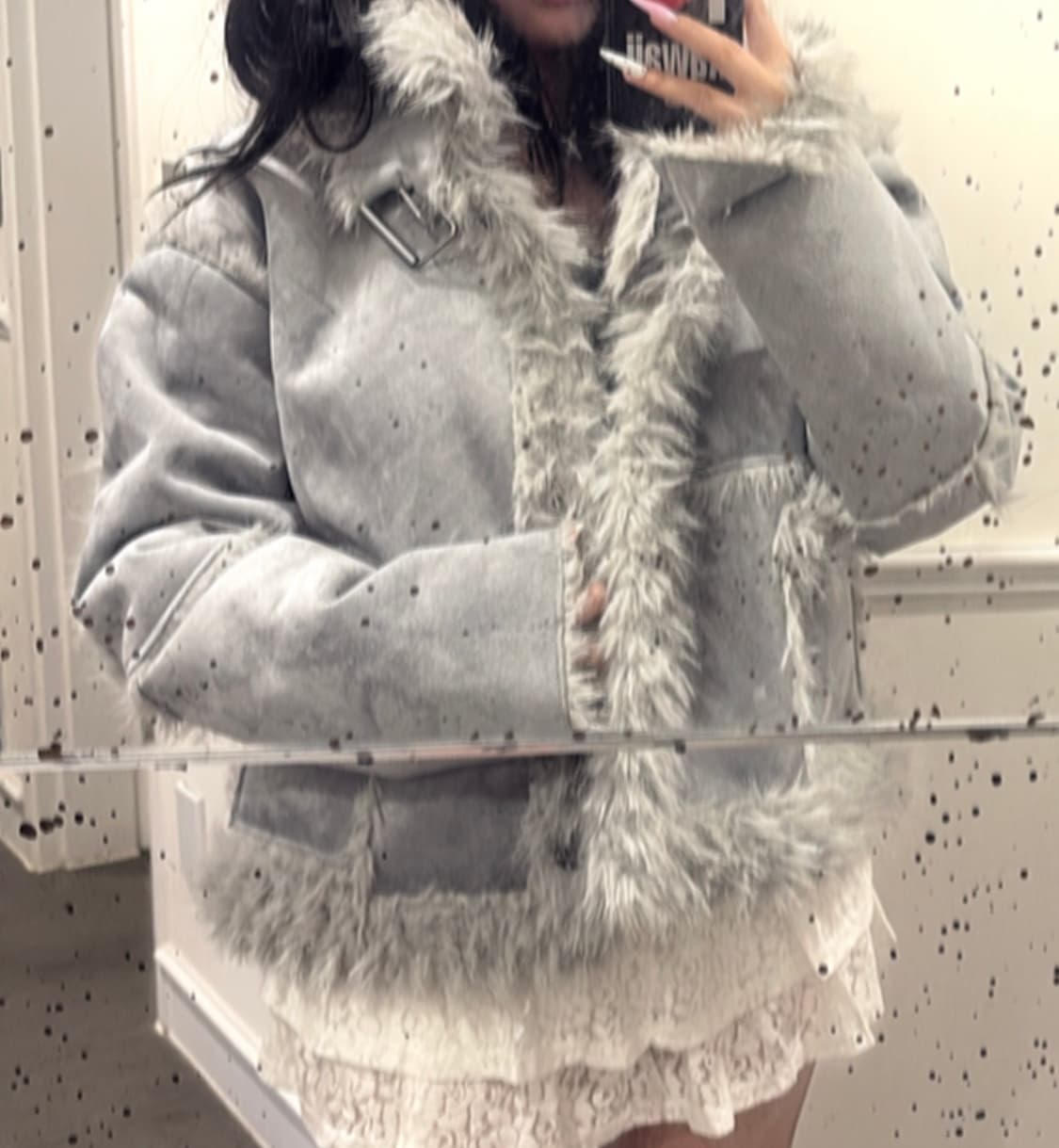 어글리쉐도우 리버시블 시어링 자켓 블루 상품이미지3