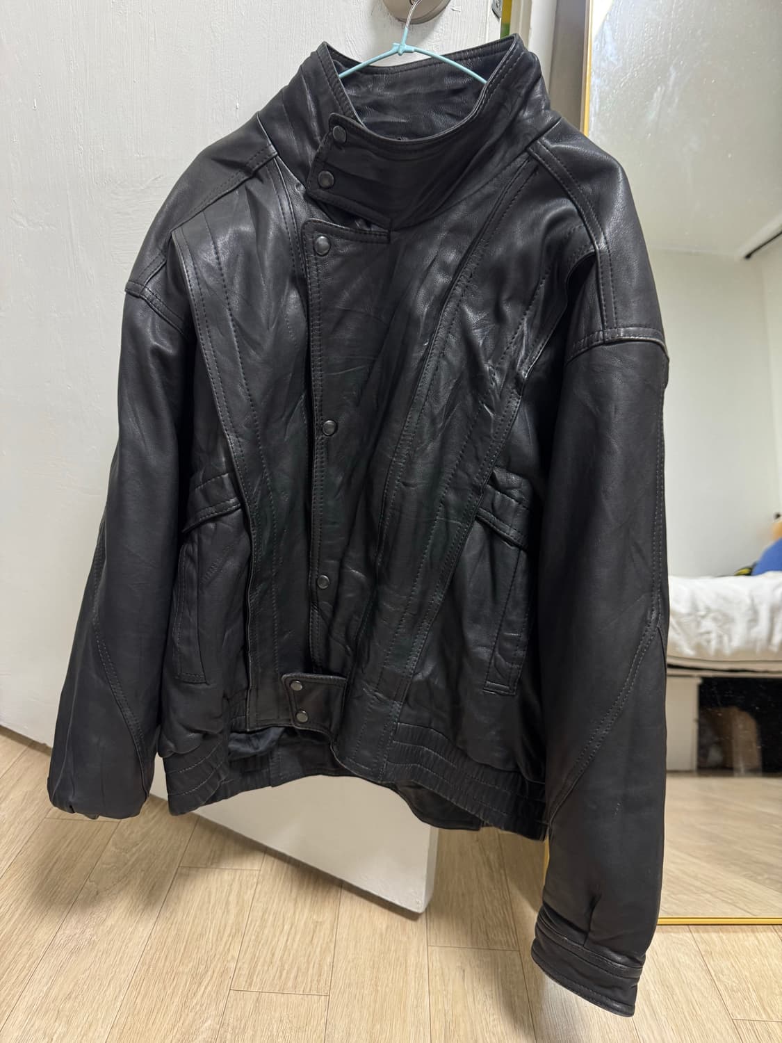 빈티지 레더 봄버 자켓 상품이미지2