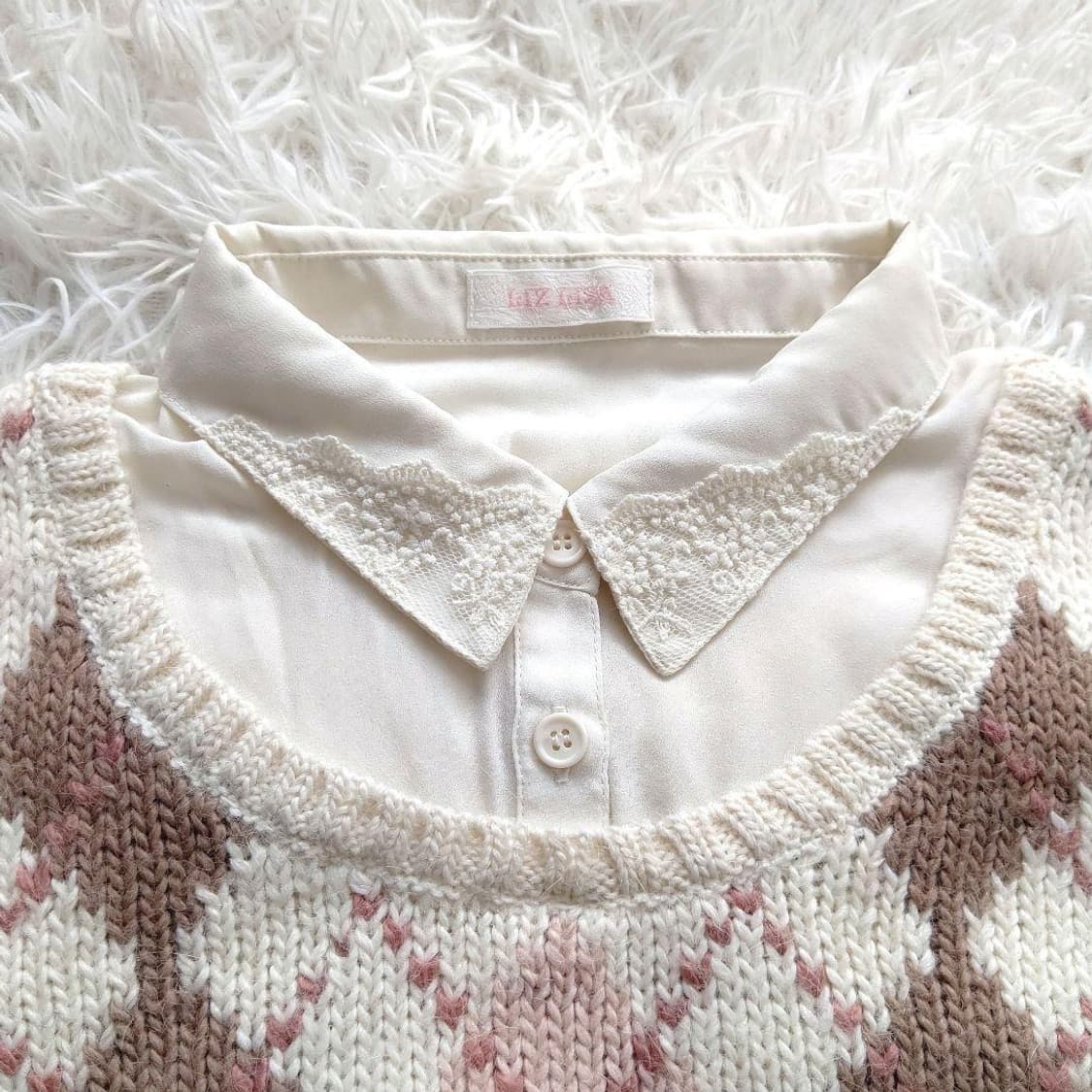 리즈리사 딸기초코 아가일 니트 급처 상품이미지2