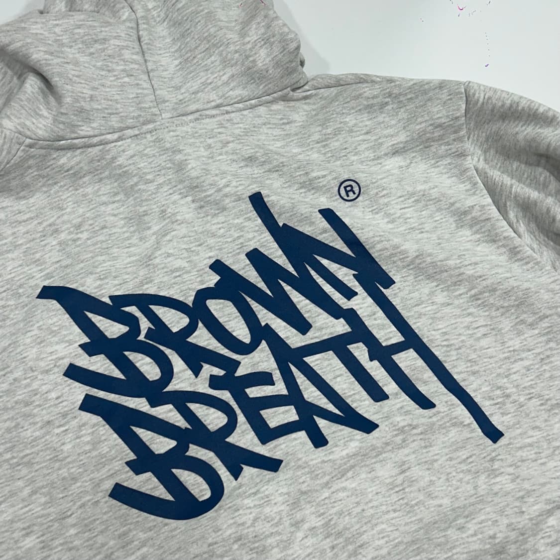 Brown Breath 브라운브레스 네이비 로고 멜란지 후드 상품이미지6