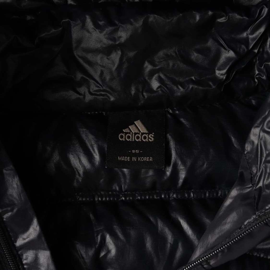 아디다스 구스 베이직2 블랙 유광 숏패딩 M 상품이미지6