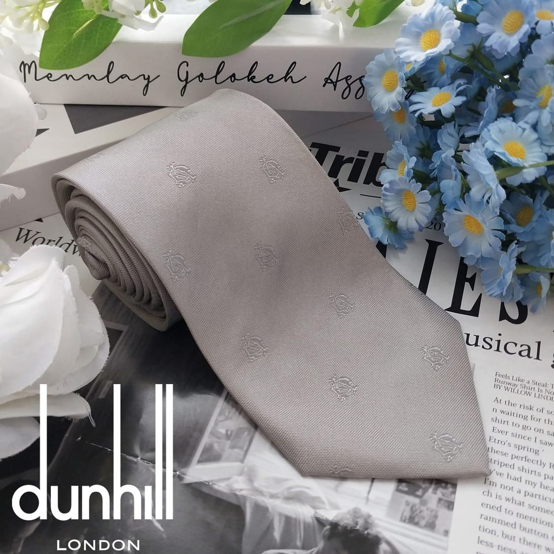 던힐 실크 그레이 로고 자카드 넥타이 8.5cm A+등급 K1693
 상품이미지2