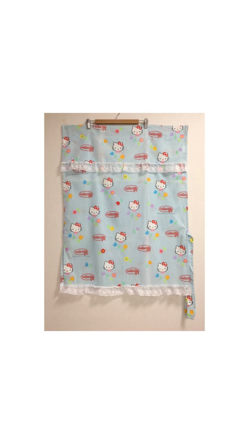 고전 헬로키티 프린팅 스카이블루 레이스 커튼 상품이미지1