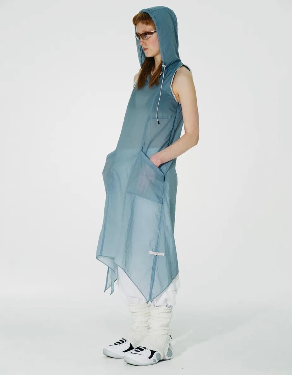 스컬프터 openwork hoodie dress  blue 상품이미지3