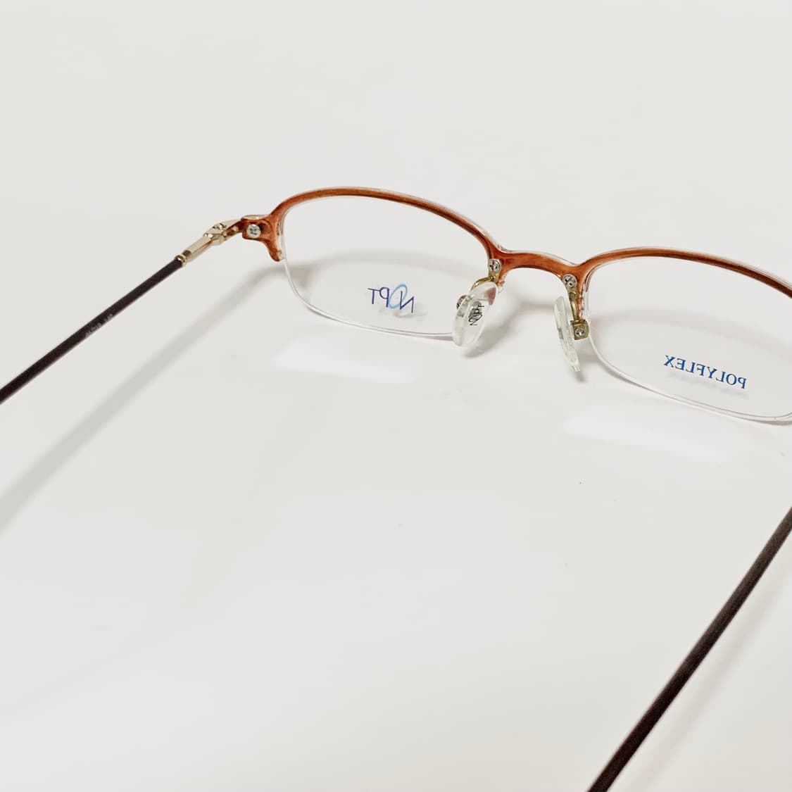 983 데드스탁 빈티지 안경테 반무테 레트로 하프림 클리어 브라운 상품이미지6