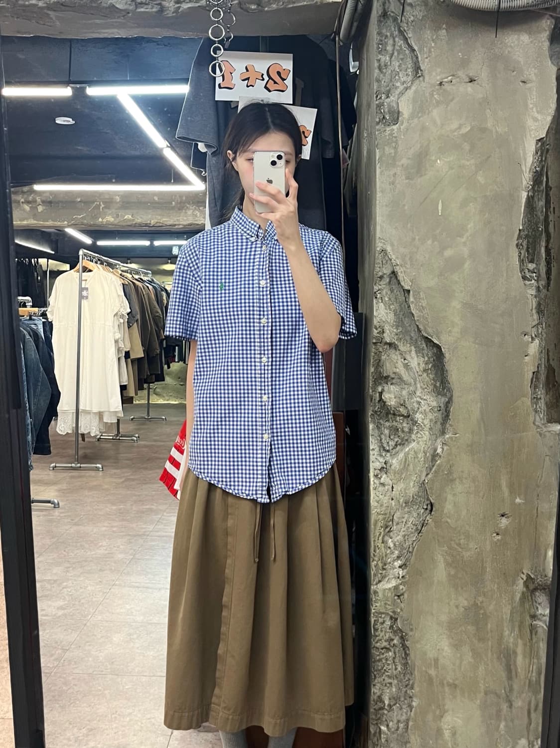 폴로 랄프로렌 깅엄 체크 반팔 셔츠 블루 XL #csz4066 상품이미지2