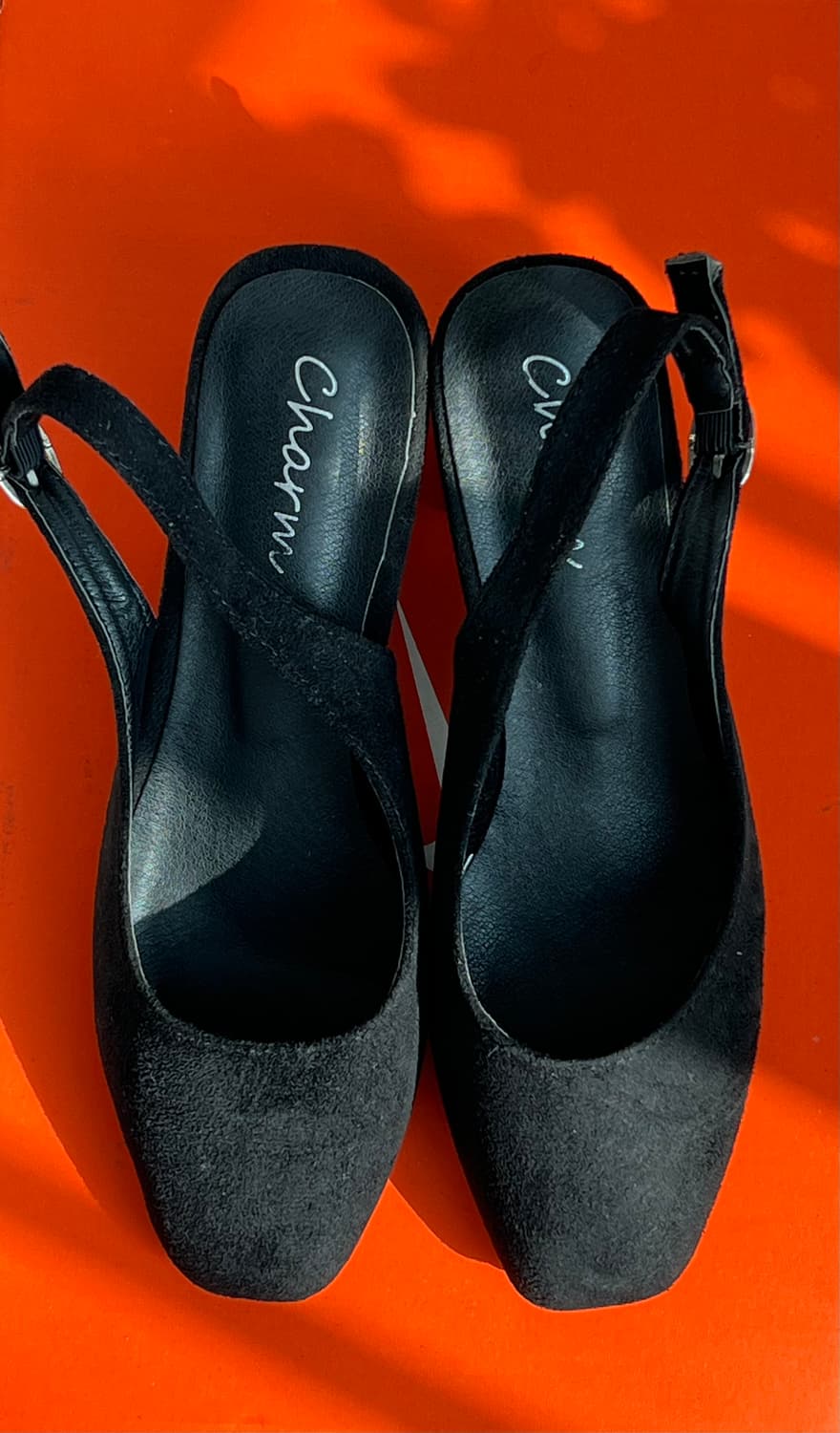 Charm 블랙 스웨이드 슬링백 힐 235 상품이미지1