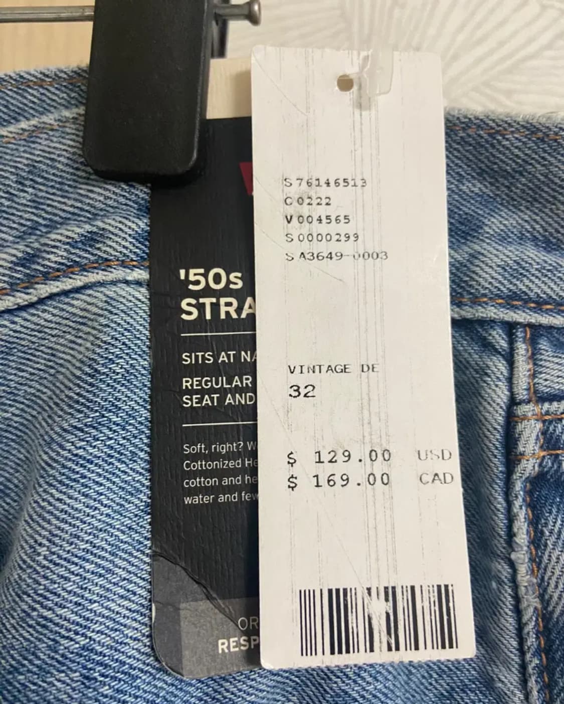 리바이스 50's 스트레이트 청바지 32x32사이즈 탭채새제품 상품이미지3