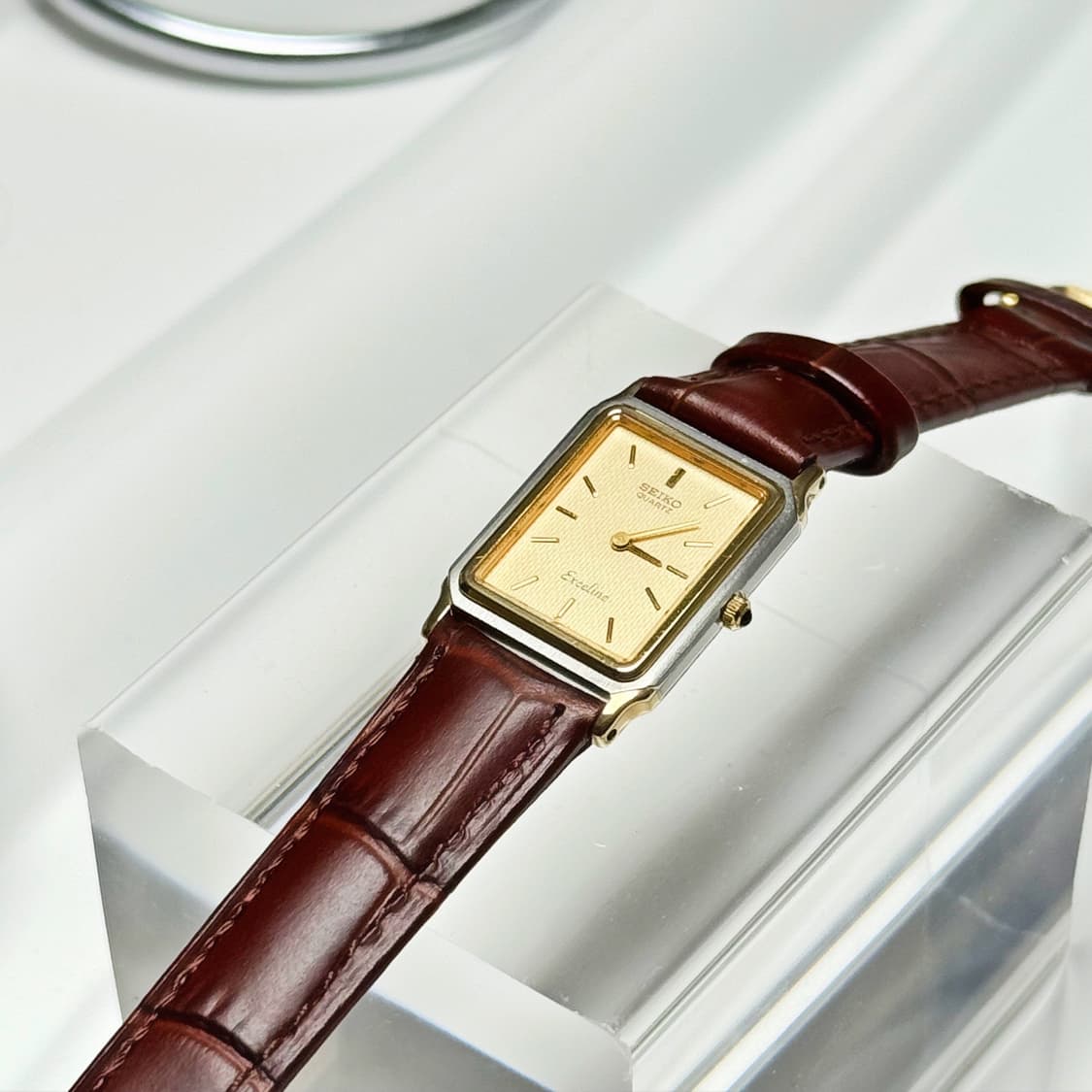 80's90's 세이코 빈티지 엑셀린 스퀘어 탱크 콤비 드래스워치 상품이미지8