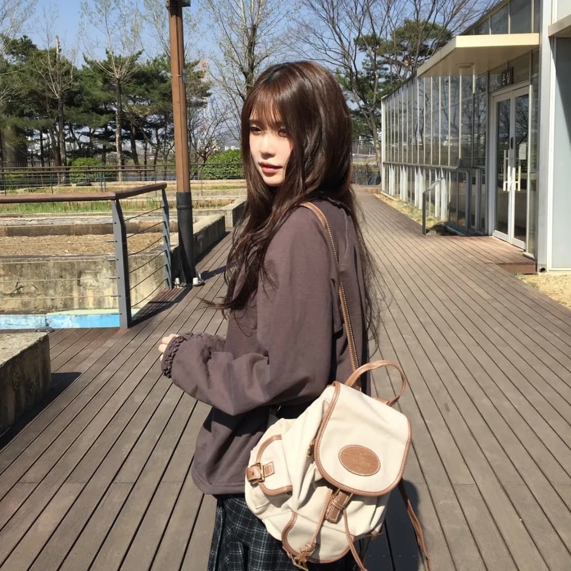 라츠유 캔버스 백팩 베이지 상품이미지1