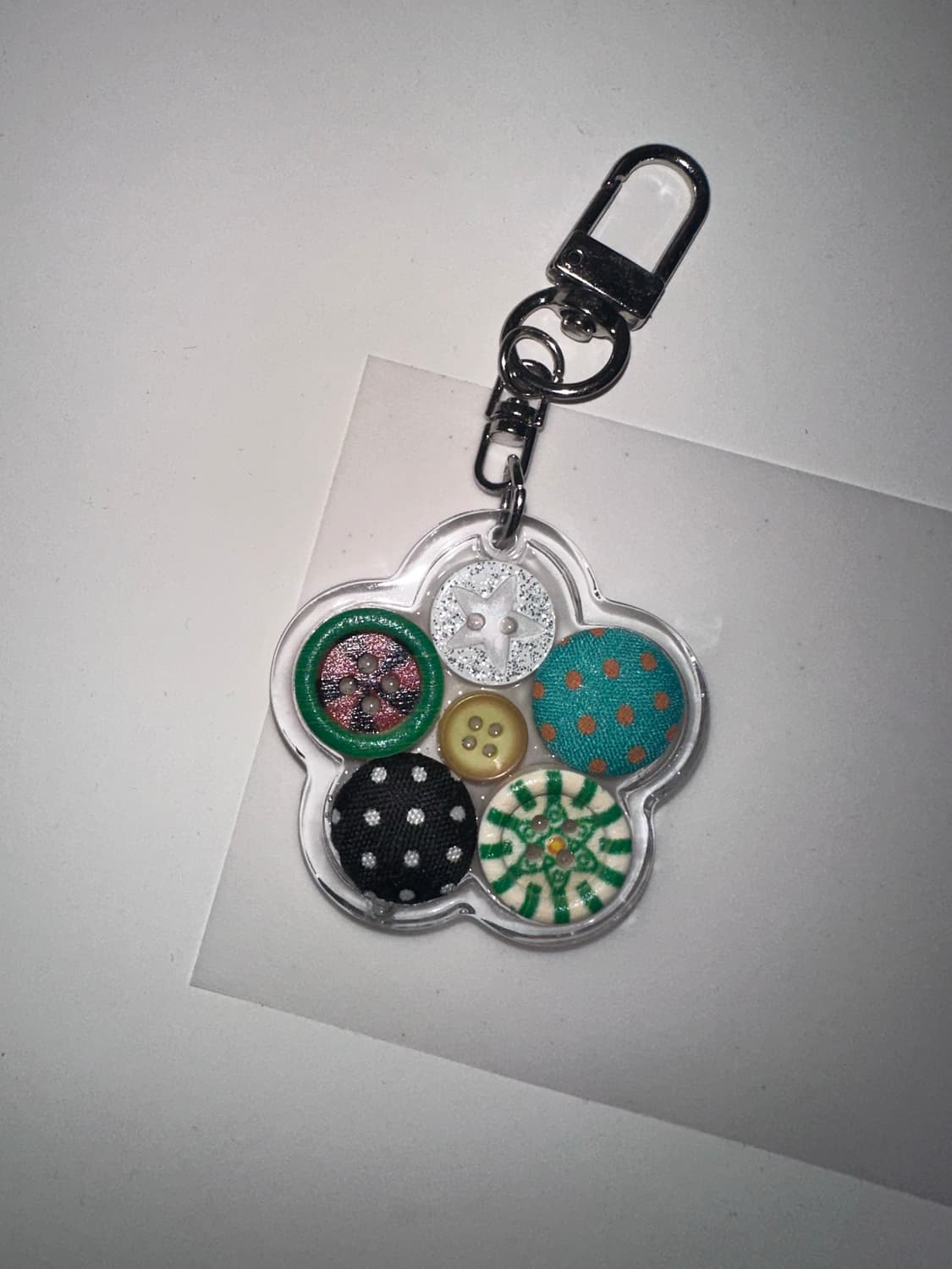 핸드메이드 빈티지 플라워 버튼 키링5 상품이미지1