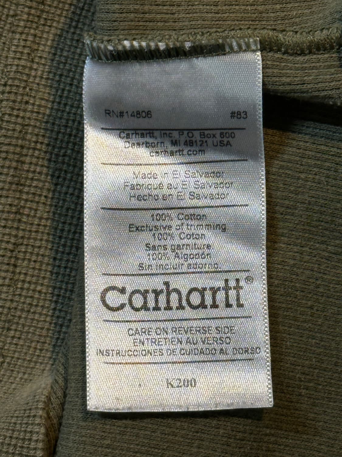 칼하트 CARHARTT 헨리넥 와플 니트 롱슬리브 긴팔 카키 상품이미지7