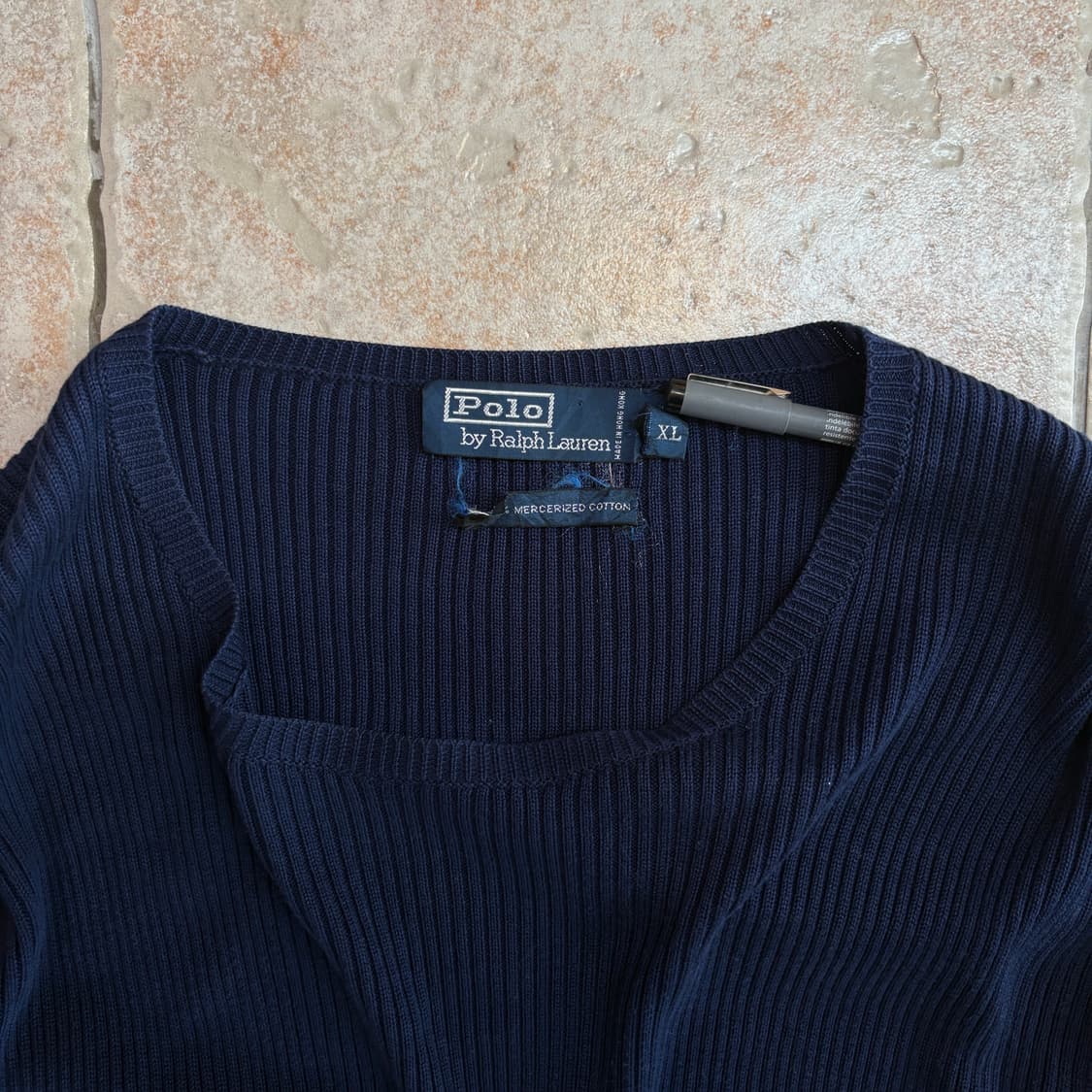 [착샷O] Polo cotton navy knit (mercerized) 상품이미지4