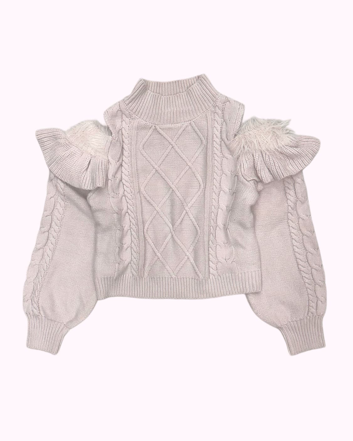 pink fur off-shoulder knit 상품이미지1