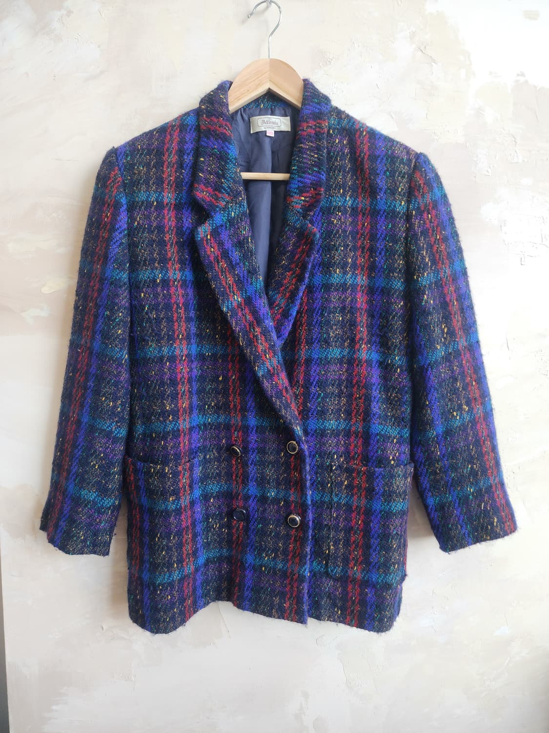 일본빈티지 트위드 퍼플 울 자켓 상품이미지1