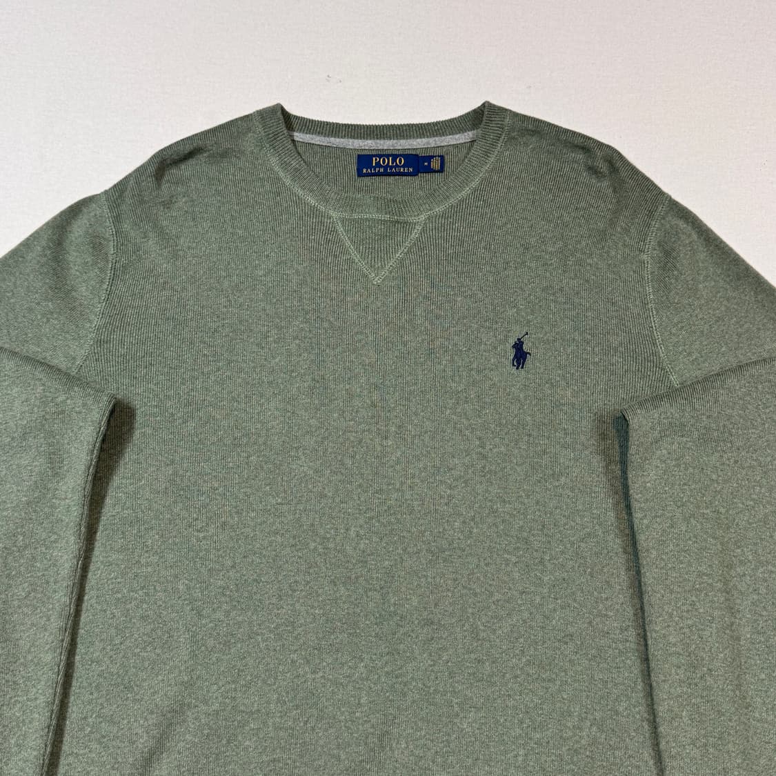M) 폴로 랄프로렌 피마코튼 라운드넥 니트 그린 상품이미지3