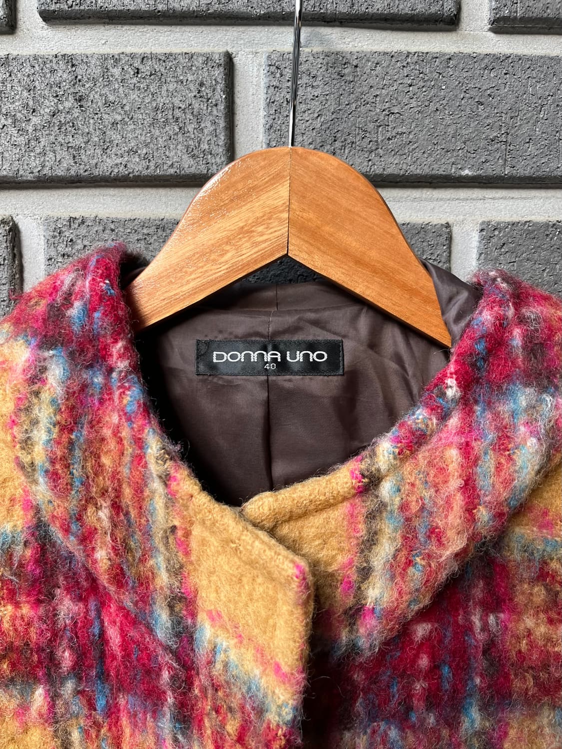 DONNA UNO 헤어리 체크패턴 미디 코트 상품이미지7