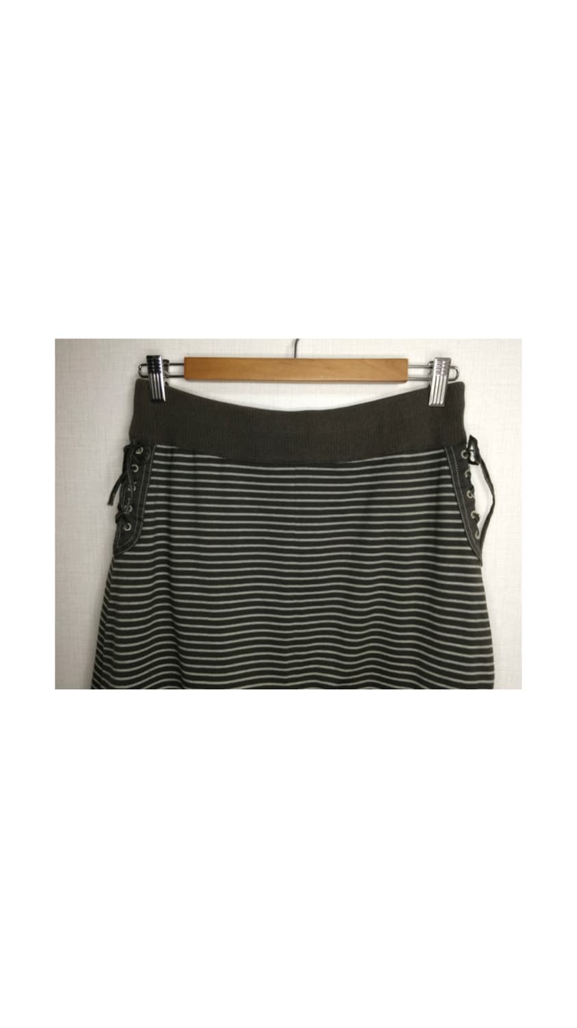 Hiroko bis 히로코비스 브라운 스트라이프 벌룬 미디 스커트 상품이미지2