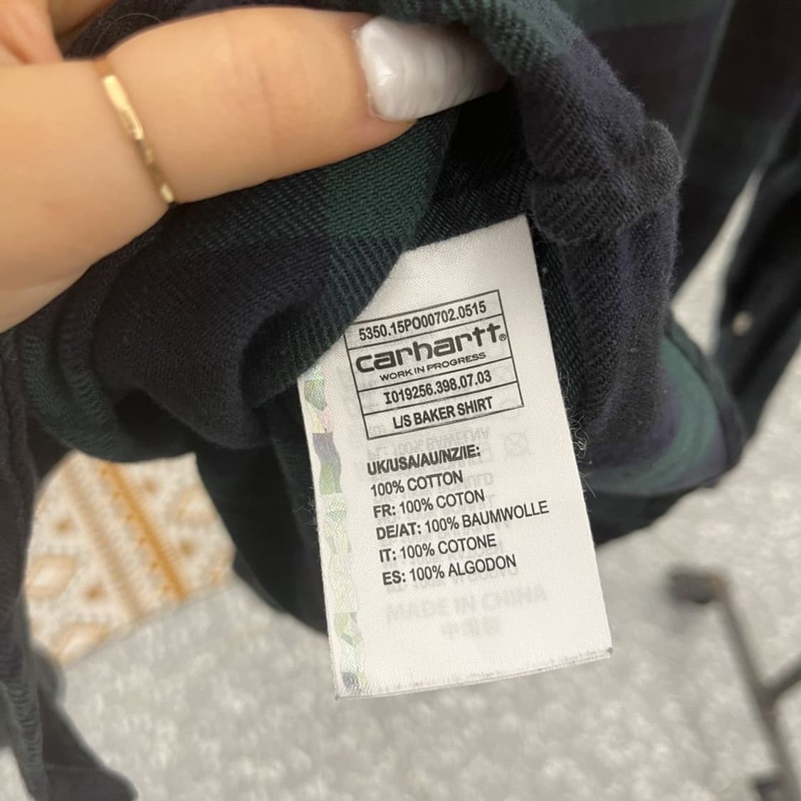 칼하트 WIP 빈티지 레트로 타탄체크 딥그린 셔츠 S C10873 상품이미지6