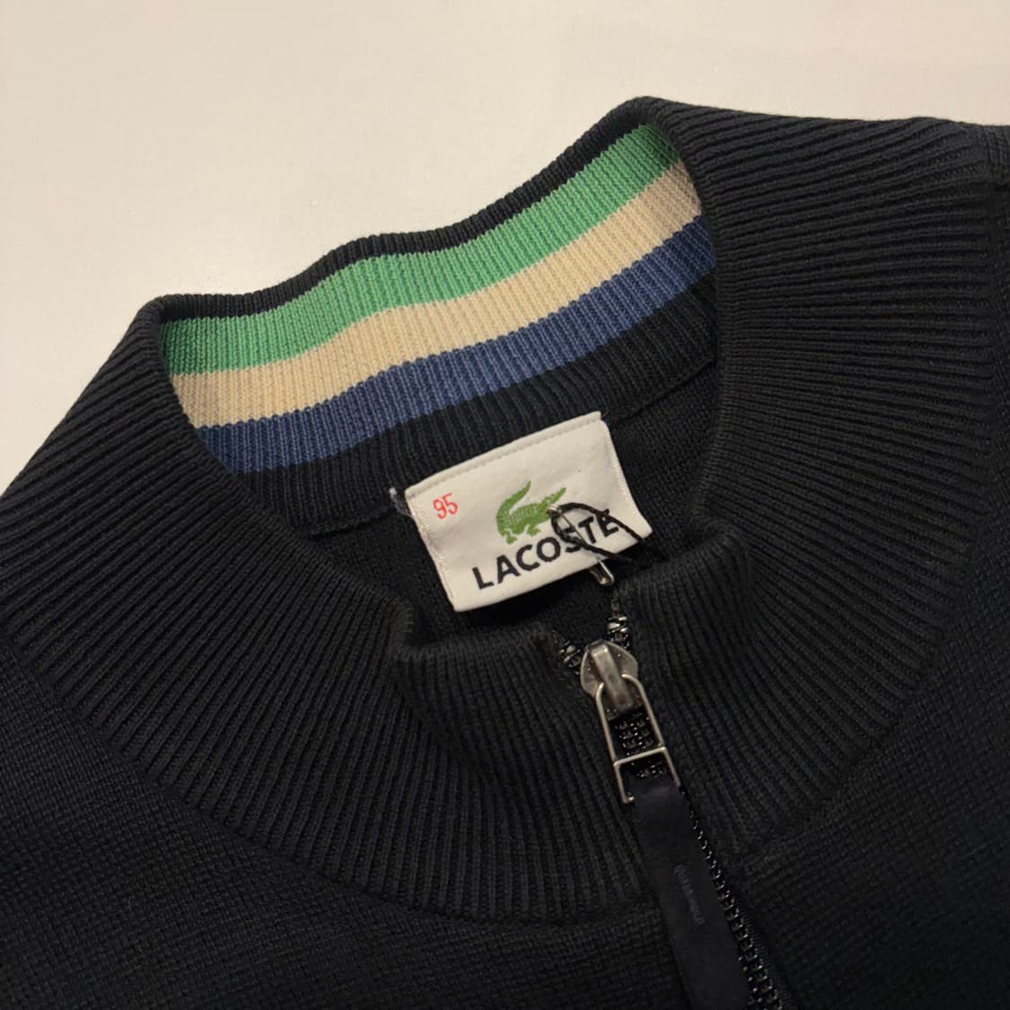 [95] 라코스테 블랙 코튼 니트 집업 가디건 C877 상품이미지4