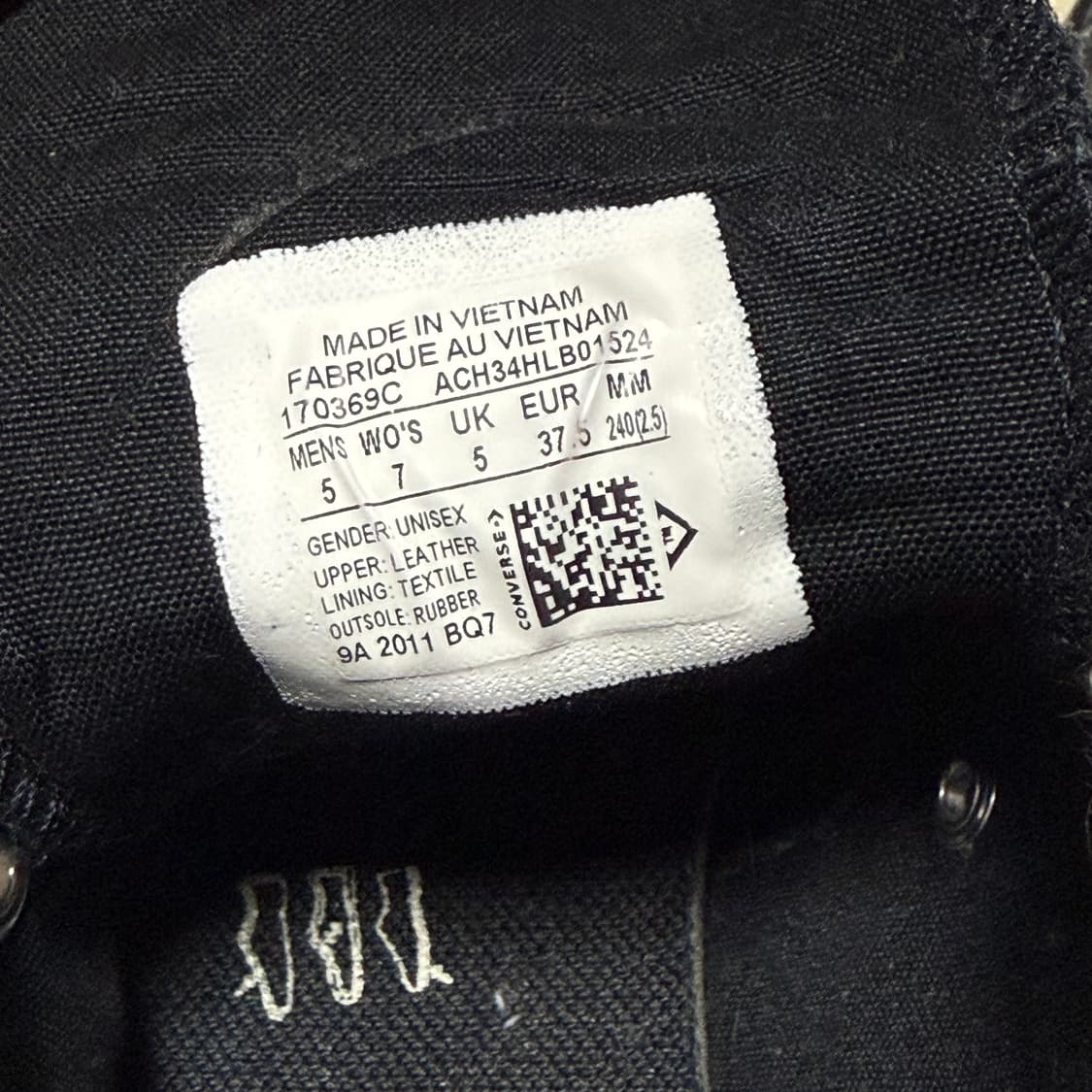 컨버스 척 70 하이 시즈널 레더 블랙 240 상품이미지7