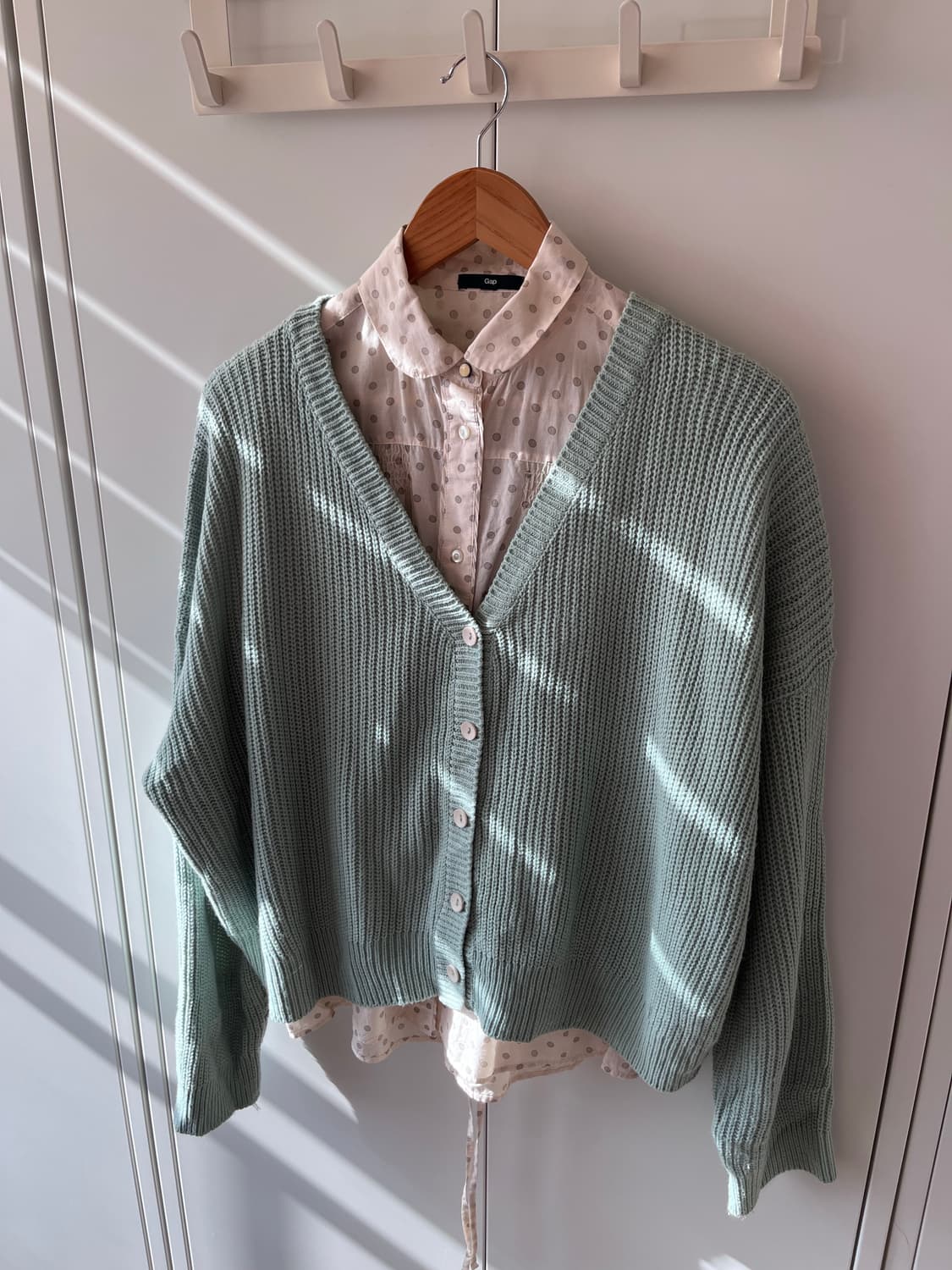 Vintage 민트 브이넥 여리핏 니트 가디건 상품이미지6