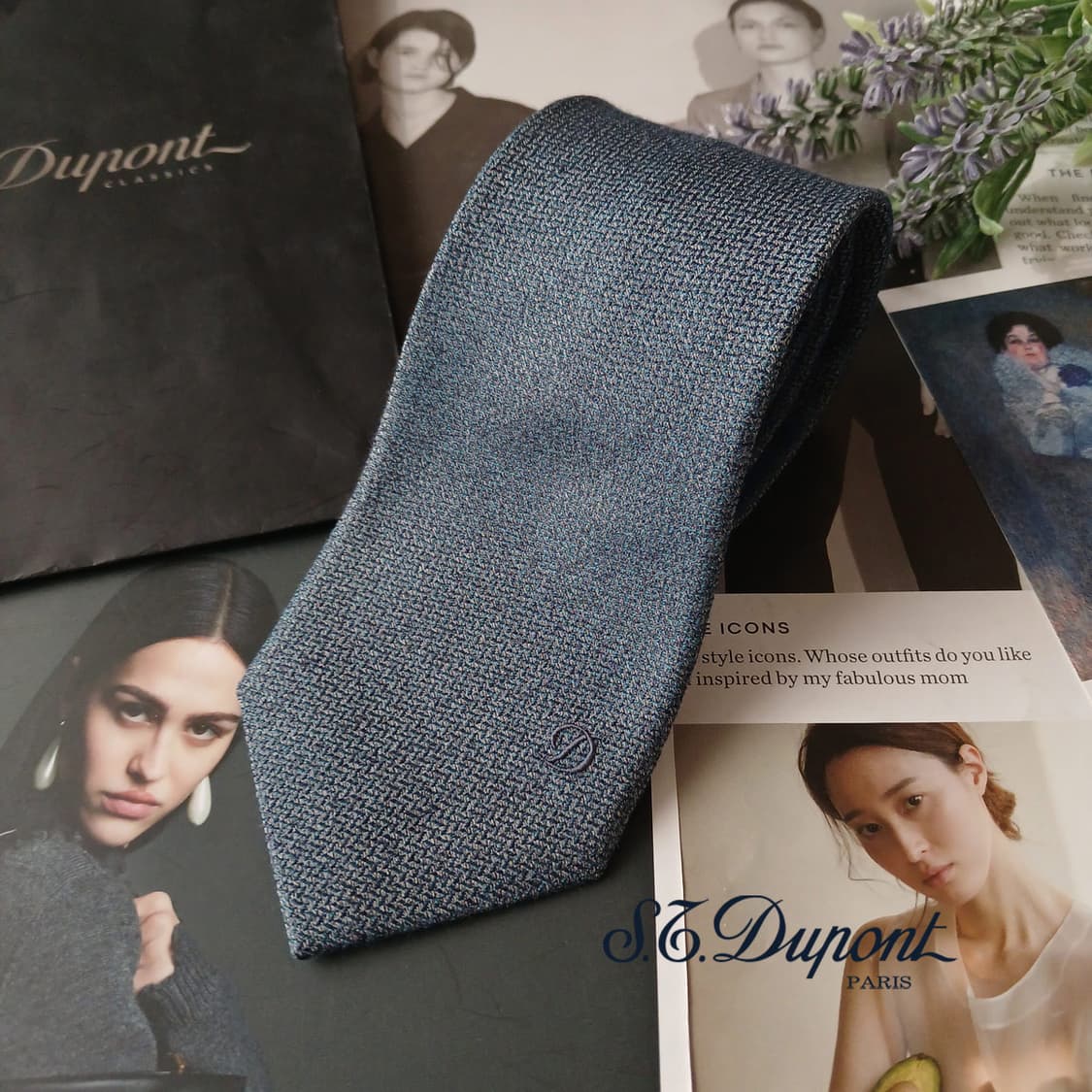 에스티듀퐁 넥타이 네이비 텍스처 조직 8.2cm A+등급 A19875 상품이미지7