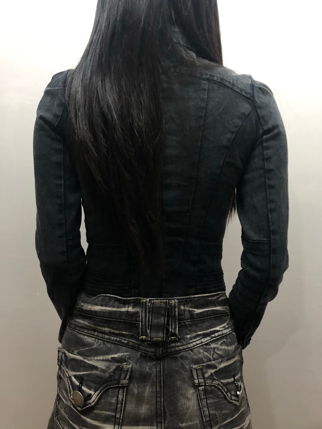 빈티지 블랙 펑크 데님 자켓 상품이미지9