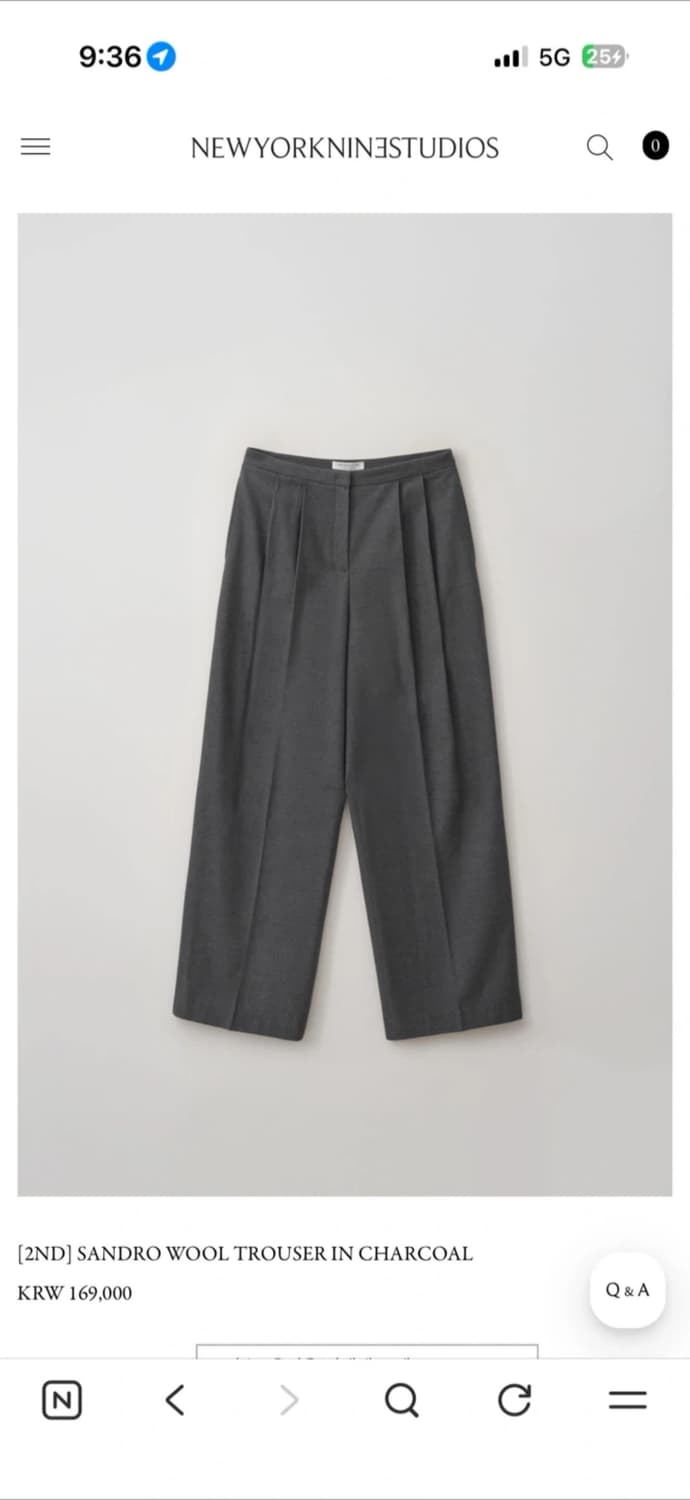 뉴욕나인스튜디오 sandro wool trouser in charcoal 상품이미지1